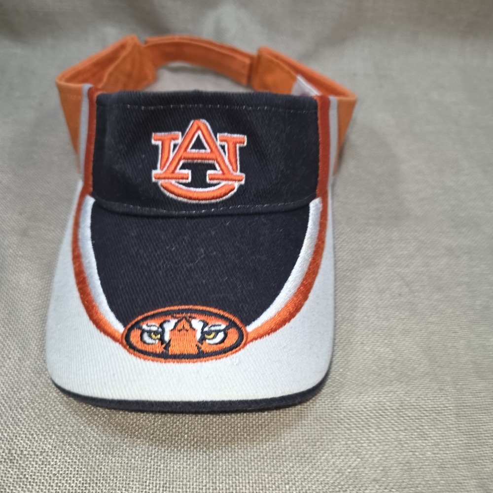 Vintage Auburn Tigers Visor Eyes Y2K Dual Logo Rare White 100% Cotton